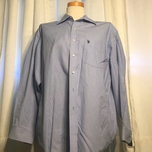 Blue and White Striped Men's Shirt